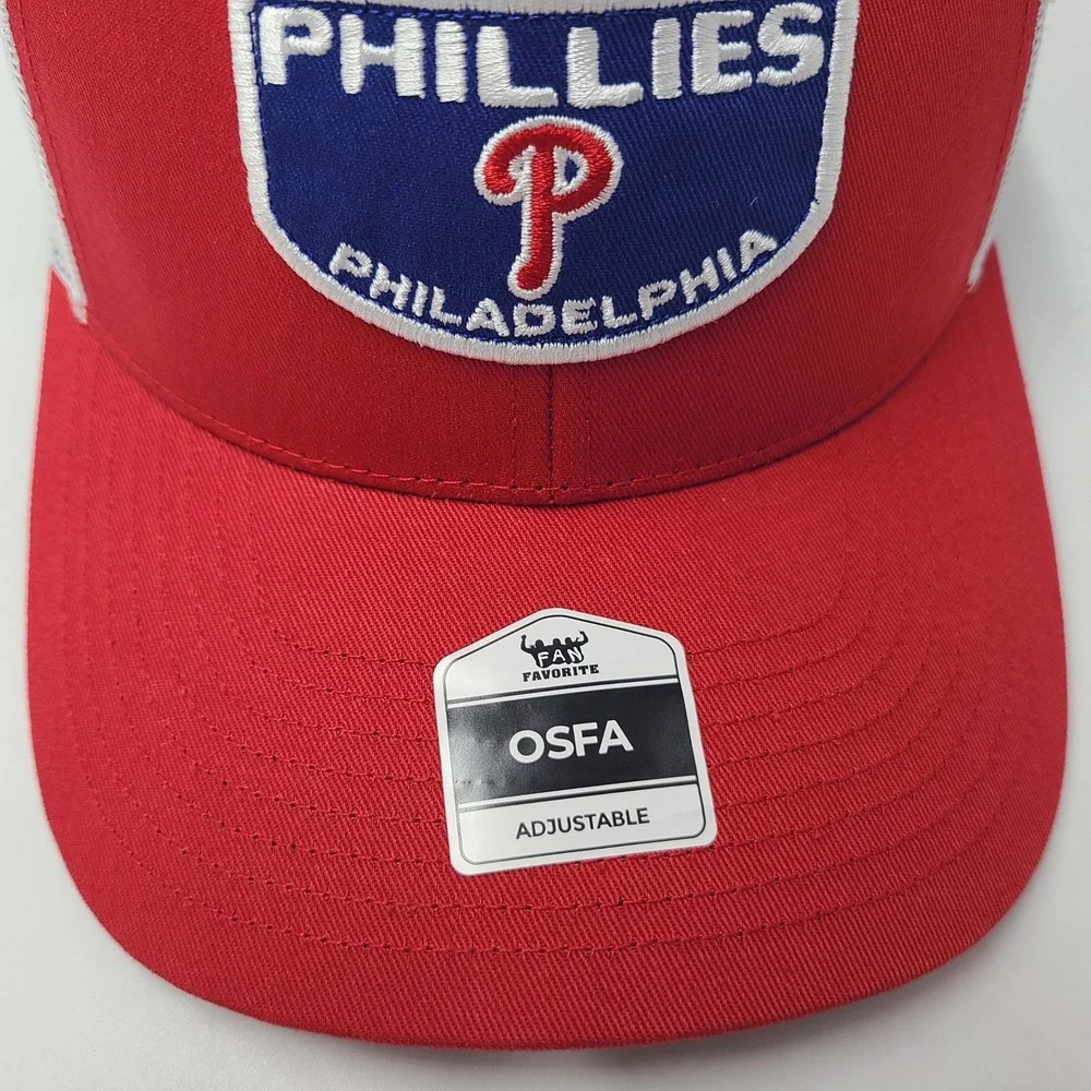 Philadelphia Phillies Hat Snapback Trucker Mesh Fan Favorite Red White MLB Men